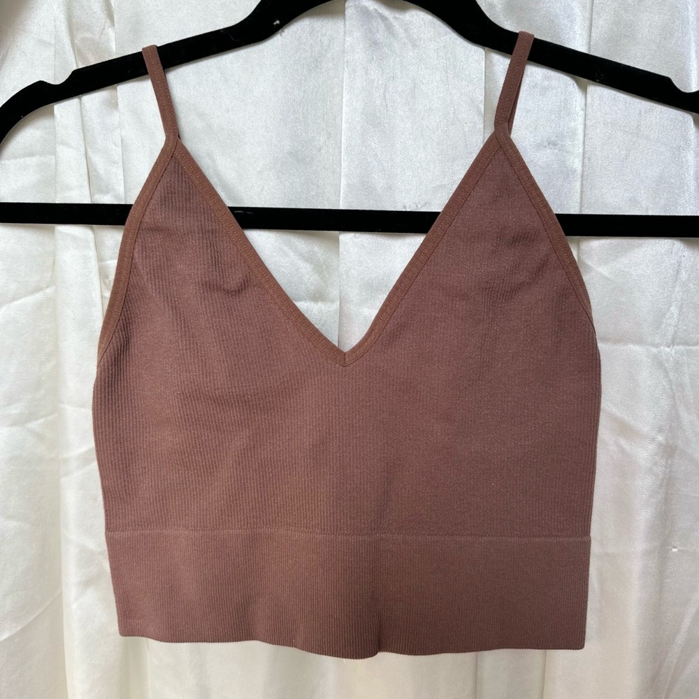 Blush/brown, and Green Ribbed Crop Tops